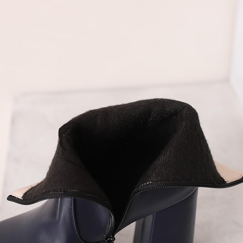 Women's High-heeled Short Boots Autumn and Winter New European and American Style Waterproof Table Thick-heeled Large-size Short Boots