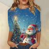 Women's Fashion Casual Christmas Printed Round Neck Long Sleeve Pullover Top