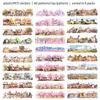 Watercolor Scrapbook Stickers Transparent PET Strips 55 x 180mm with Cherry and Ocean Decorative Stickers for and Card Making 6-Pack - Nature, City,