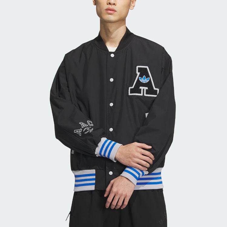 Adidas Originals Trefoil Rifta Bomber Jacket With Letter Embroidery And Striped Color Blocking Men Outerwear Black IU4791