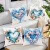 4Pcs Marine Life Theme Pattern Single-Sided Printing Short Plush Suitable Living Rooms Bedrooms Sofas (Excluding Pillow Cores)