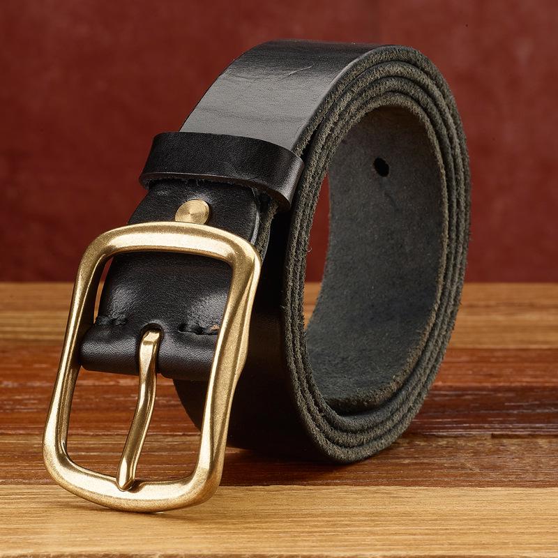 Men's Genuine Leather Cowhide Belt - Retro, Versatile, Trendy Korean Style for Casual Wear