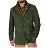 Uformell herrejakke i semsket skinn med skinndetaljer, blazer i vintagestil, olivengrønn khaki kåpe, flere fargevalg