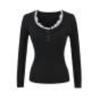 Pure Desire Lace Patchwork V-neck Knitted Sweater for Women's Autumn and Winter New Fitted Long-sleeved Base Layer, High-end Top