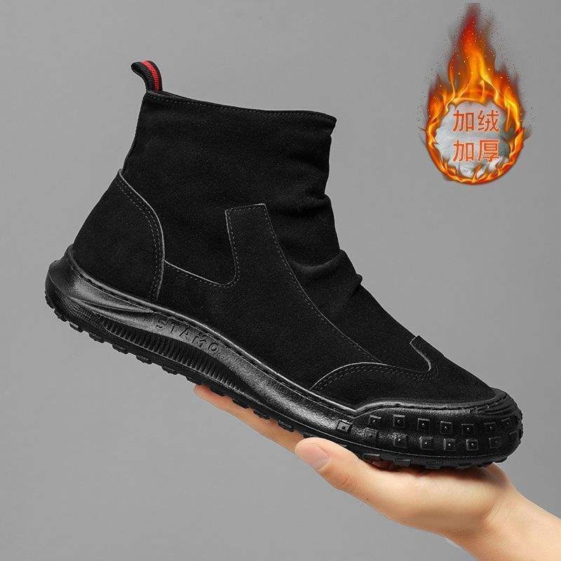 Martin Stiefel 2025 Winter neue Herren High-Top Trend vielseitige Arbeitsschuhe Baumwollschuhe Retro kurze Stiefel Samtstiefel