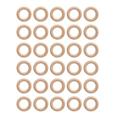 30Pcs Wooden Rings Unfinished Sturdy Beech Finely Polished Easy Coloring Macrame Rings for Craft