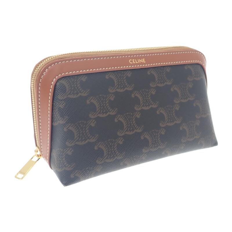 CELINE 4M1622CZJ-04LU Pouch Brown/black Calfskin Women