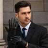 Cool Full Finger Mittens Punk PU Leather Gloves Simple Driving Gloves  Outdoor