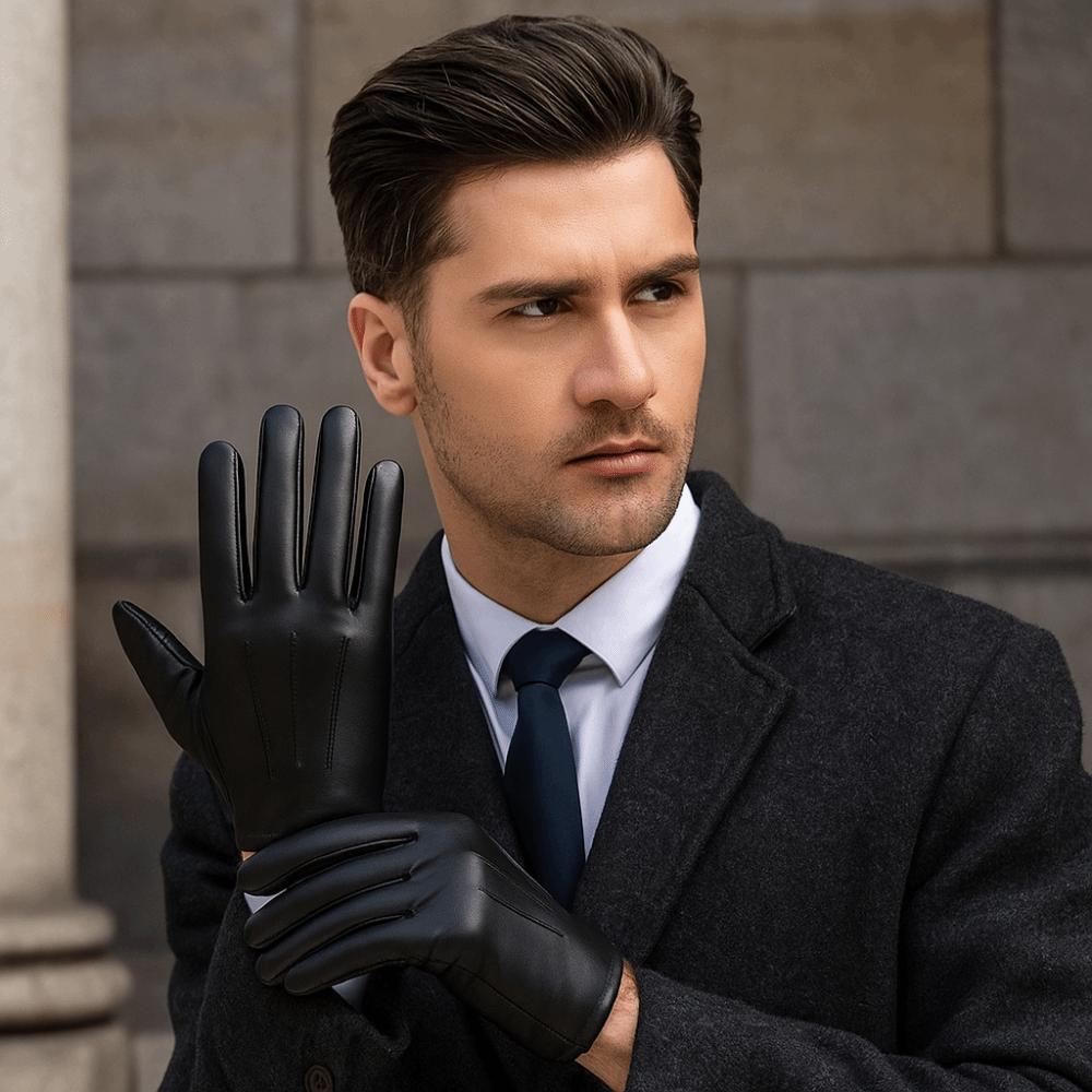 Cool Full Finger Mittens Punk PU Leather Gloves Simple Driving Gloves  Outdoor