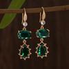 New Fashion Metal Geometric Zirconia Water Drop Earrings for Women Vintage Blue/green Long Earrings Party  Gifts
