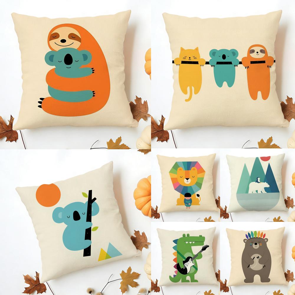 Minimalist Clean Simple Nordic Modern Anime Cushion Cover Washable Linen Pillowcase Soft for Sofa Bed Cozy Home Room Decor