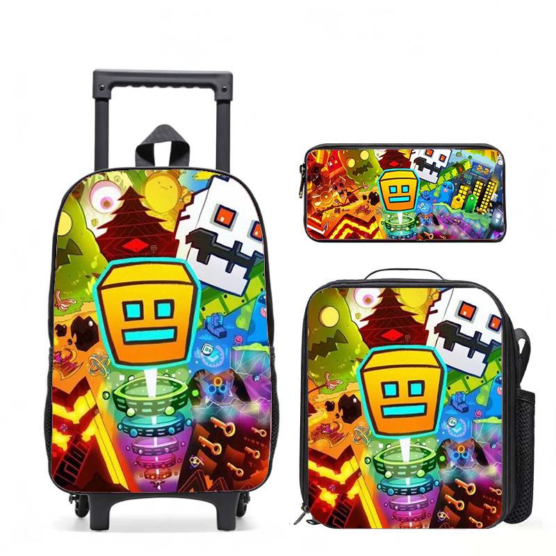 Geometrydash Backpack Geometrydash Elementary And Secondary School Printed Tie Rod Backpack
