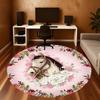 1pc Horse Floral Round Chair mat office Area Rug - Non-Slip, Floor Mat for Office, Bedroom, and Indoor Decor p127230
