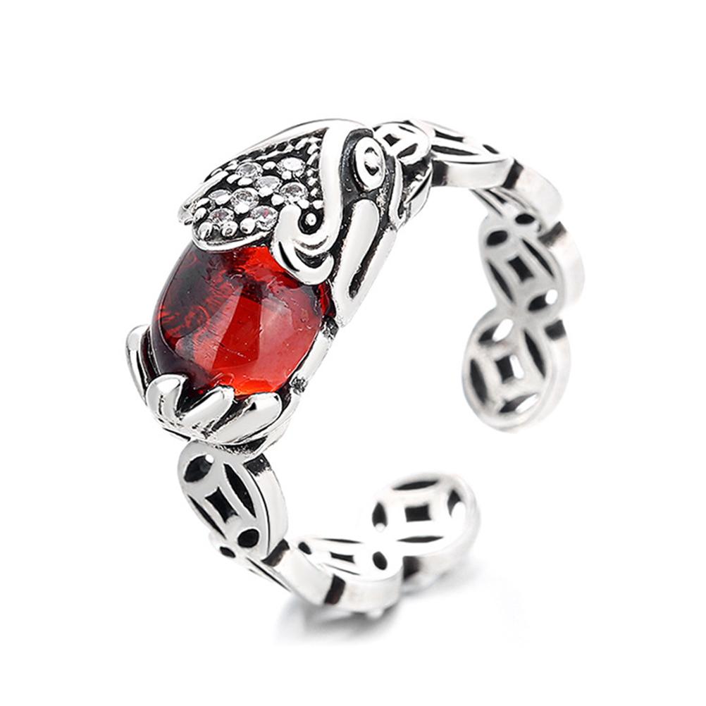 Pixiu  Ring Retro Feng Shui Amulet Open Adjustable Ring Buddhist Mani Mantra Wealth Ring Wealth Lucky Jewelry Ring