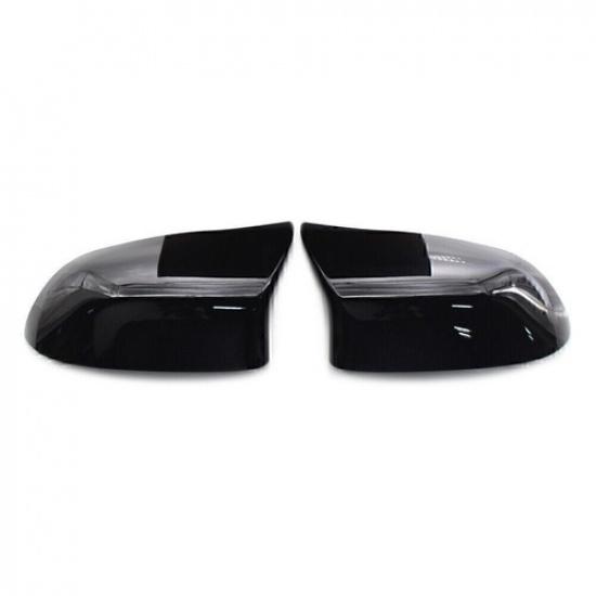 Pair Black Rear View Mirror Cover Trim For BMW X5 F15 X6 F16 2014-2018 15 16 17