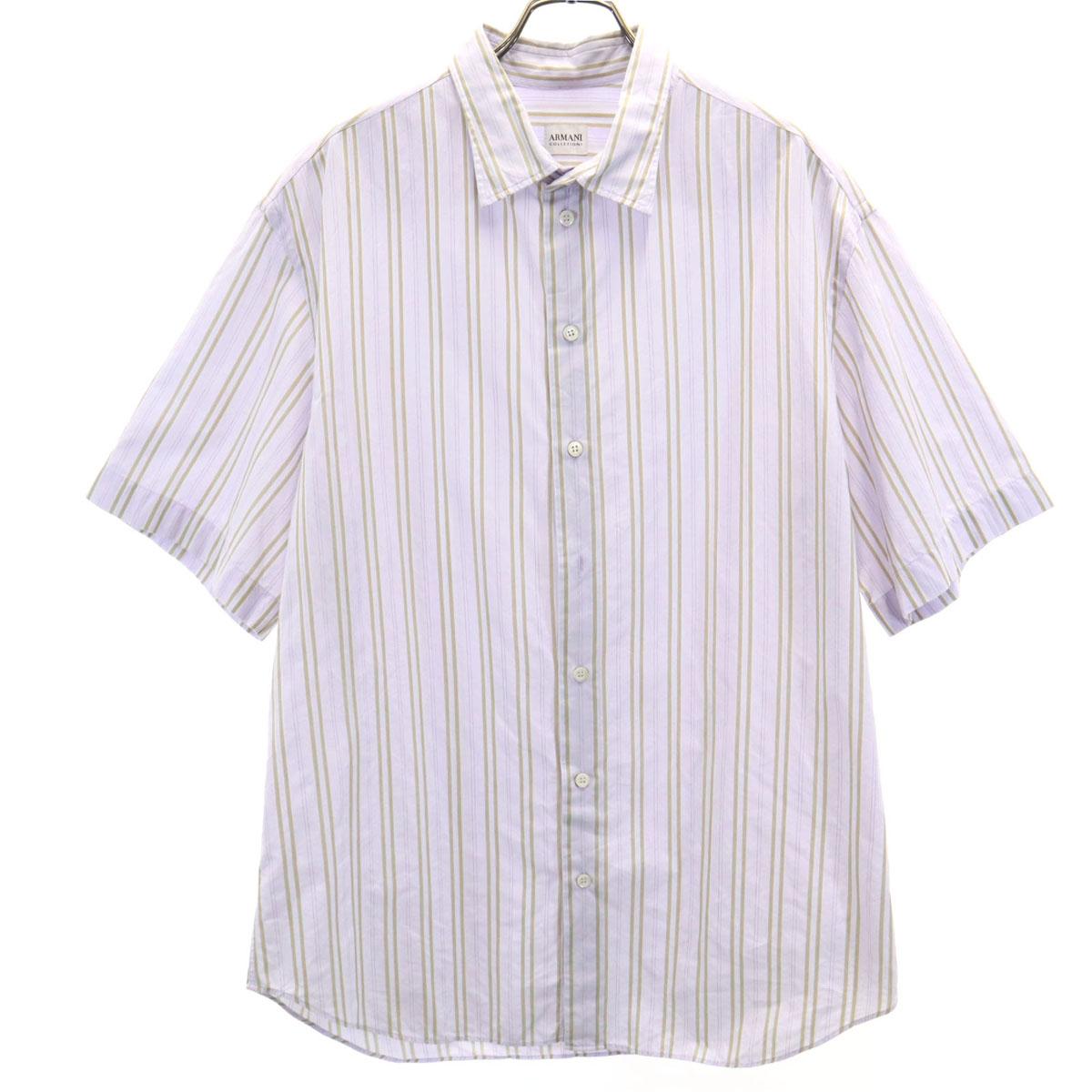 

ARMANI Collezione Рубашка с коротким рукавом в полоску XL Фиолетовая COLLEZIONI Мужская Б/У