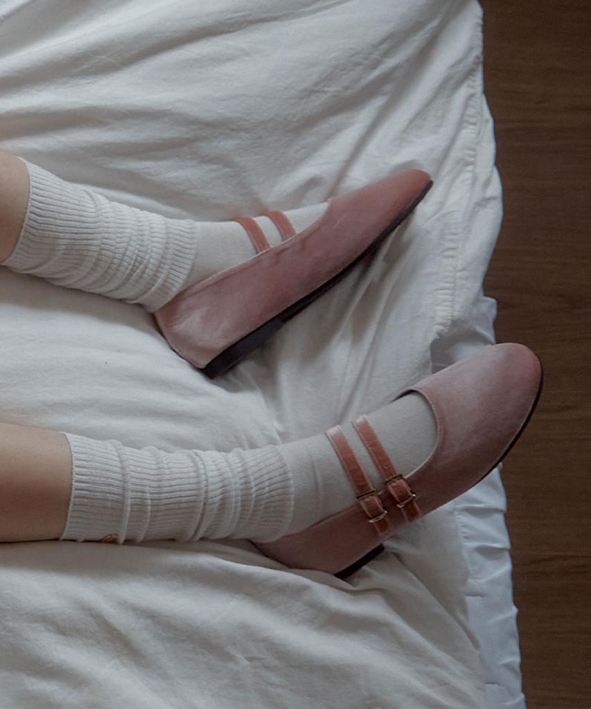 Collierchoupi Velvet Two-Strap Mary Jane_Pink