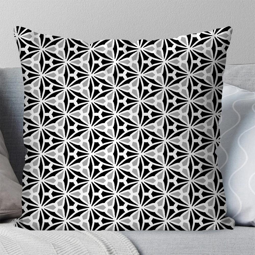 1pc Retro Simple Black And White Shape Pillow Case Square Pillow Bedroom Sofa LeisureCushionCarLiving Room Home Decoration 40X40