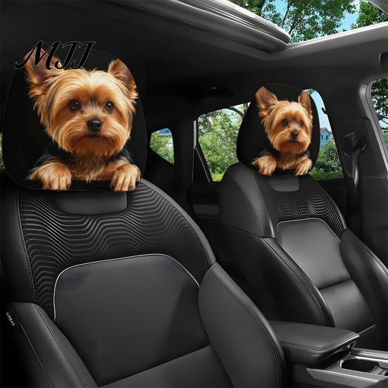 Protective Covers for Car Seats 2PCS Universal Knitting Headrest Cover, Dog/Cat/Tiger/Monkey Fit Auto Accessories Printed, Breathable Stretch Vehicle