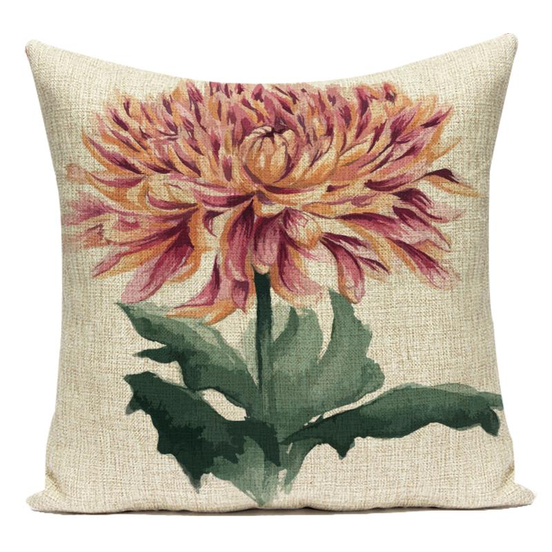 Polyester Cojines Decorativos Para Sofa Farmhouse Decor Flower Floral Pillow Cover Decorative Cushion Cover For Living Room