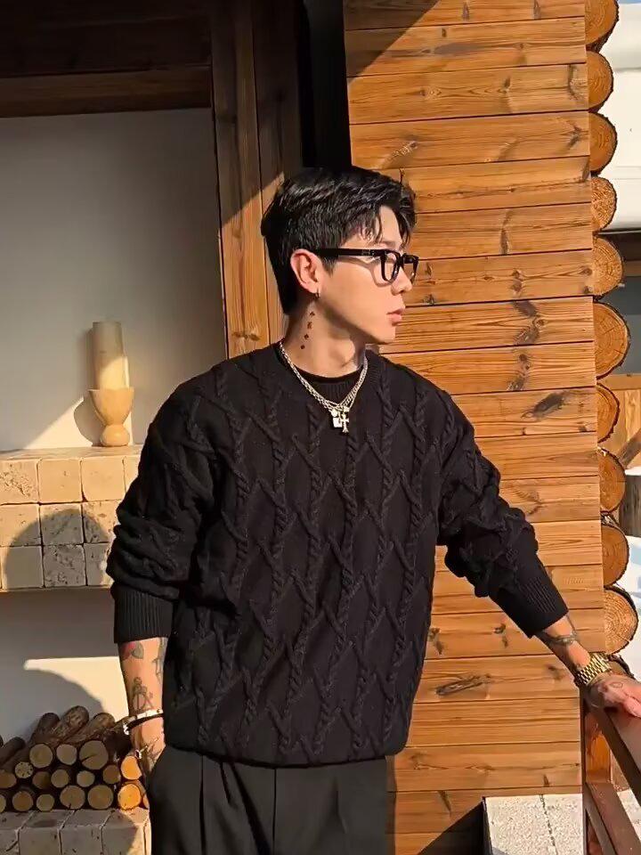 Men s Autumn Korean Cable Knit Sweater - Versatile & Stylish Medium