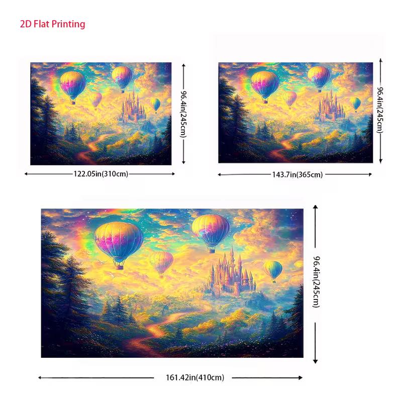 Watercolor Fantasy Hot Air Balloon Castle Backdrop Dreamy Sky Photography Background