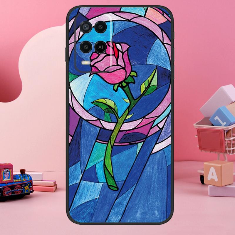 Stained Glass Rose Galaxys Case For Oppo A74 A94 A54 A17 A57 A77 A76 A16 A96 A18 A60 A80 A40 A38 A58 A78 A98 A15 A5 Pro