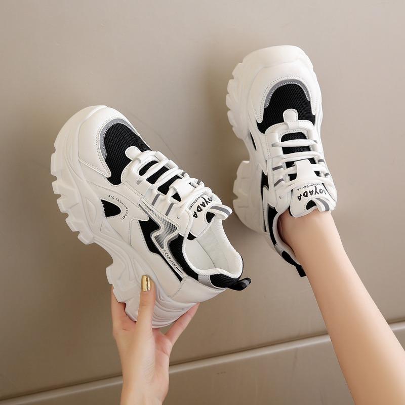 Chunky Women's Fashion Increased 6cm Sneakers Spring Autumn  Breathable Casual Shoes Student Girl Soft Vulcanized Shoes