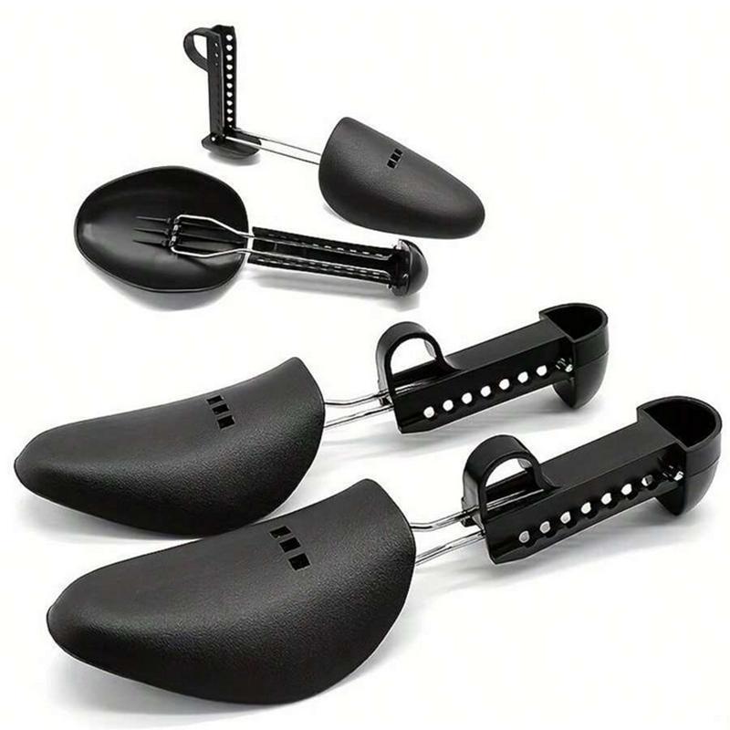 1/2pair Unisex Black Adjustable Plastic Shoe Trees, Pu Leather Shoe Lasts, Sports Shoe Shapers, Shoe Stretchers, Shoe Covers.