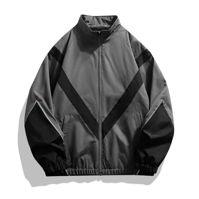 

Spring Tooling Jacket Men s Sports Top Casual Stand-up Collar Reflective Strip Jacket Men s Clothing M