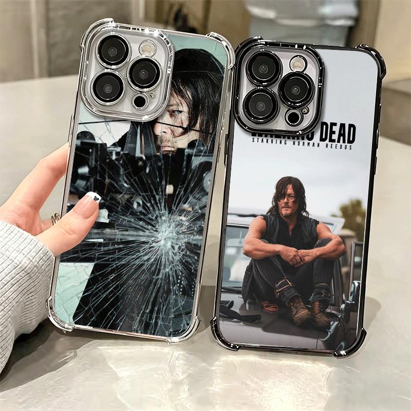 The Walking Dead Daryl Dixon Plating Phone Case For Iphone 16 17 Pro Max Air 16E 14 15 Plus 12 13 Mini Anti-Fall Airabag Cover