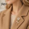 Sturdy Rose Pin Rhinestone Brooch with Pearl Decor, Strong Buckle Pin, Electroplated Alloy Elegant Flower Shape for Coats Shirts Bags Accessories