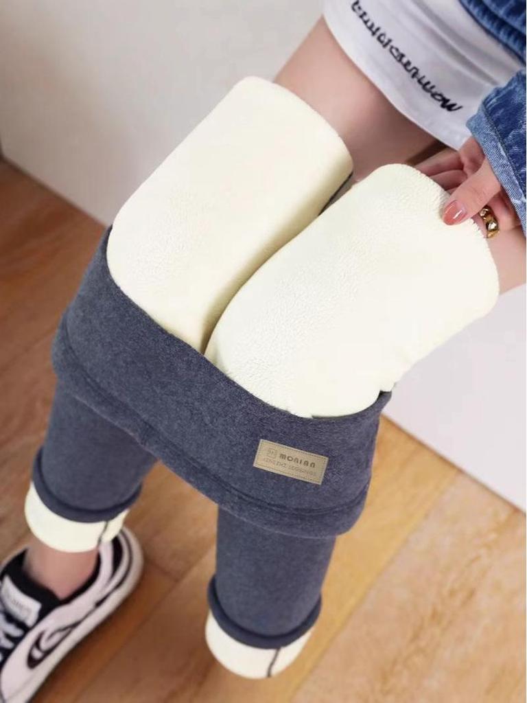 Women's High Waist Extra Thick Lambswool Leggings with Velvet, Winter Warm Cotton Pants, Plus Size