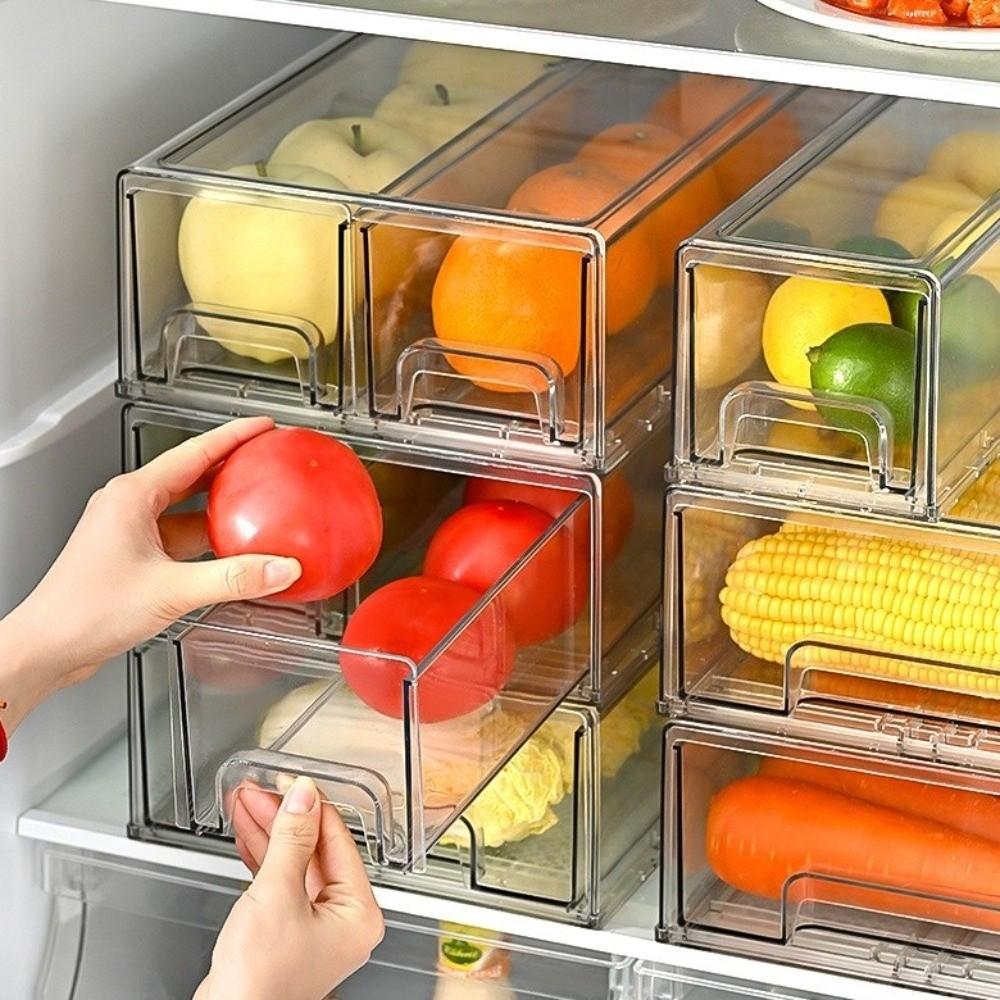 Stackable Food Drawer Organizer Large Capacity Cosmetic Display Case  Fruit