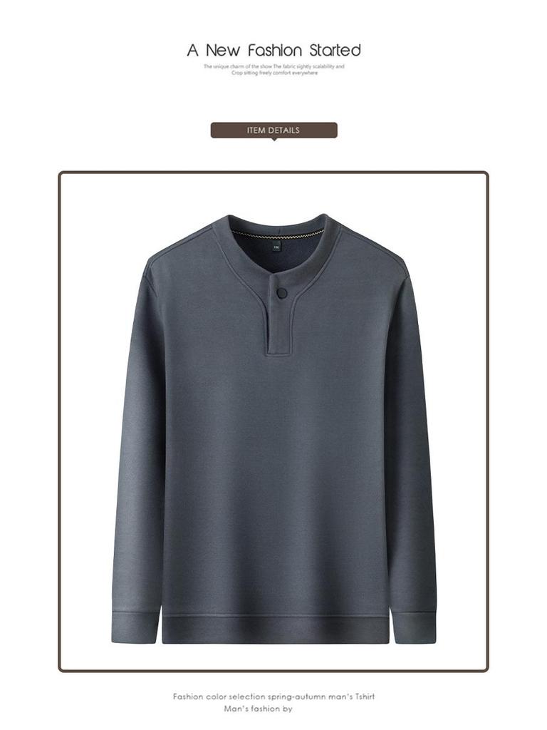 Men's Fleece-Lined Stand Collar Sweatshirt - Stylish, Warm Base Layer for Autumn/Winter