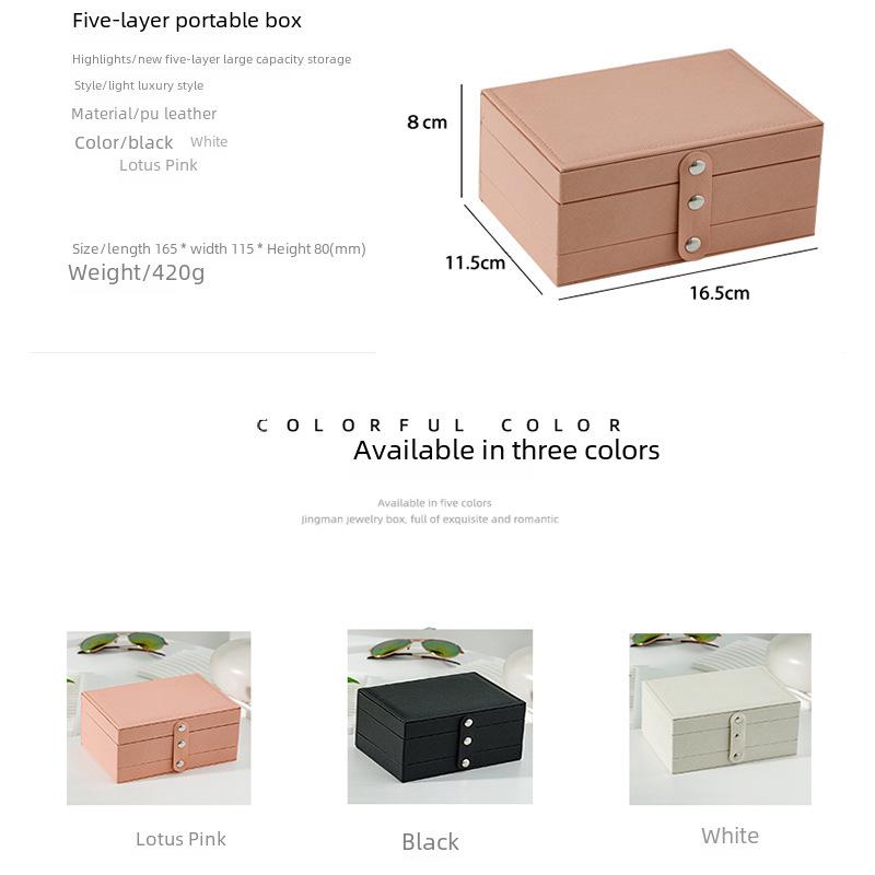 Compact Three-Layer Jewelry Box for Necklaces, Rings, and Earrings