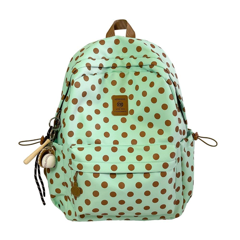 Multicolored Polka Dot Backpack Sweet Student School Bag Cute Lace Trim Rucksack Daily