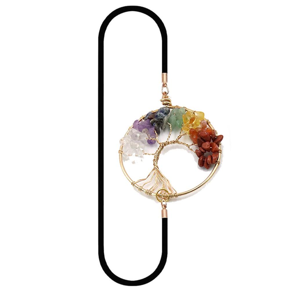 Natural Crystal Heart Tree of Life Pendant Bookmark