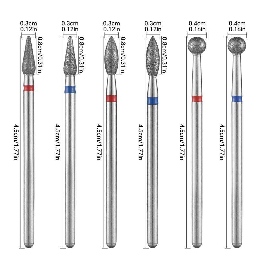 10PCS Diamond Nail Drill Bit Set Electric Milling Cutters For Manicure Rotary Burr Cuticle Clean Manicure Drill Accessories