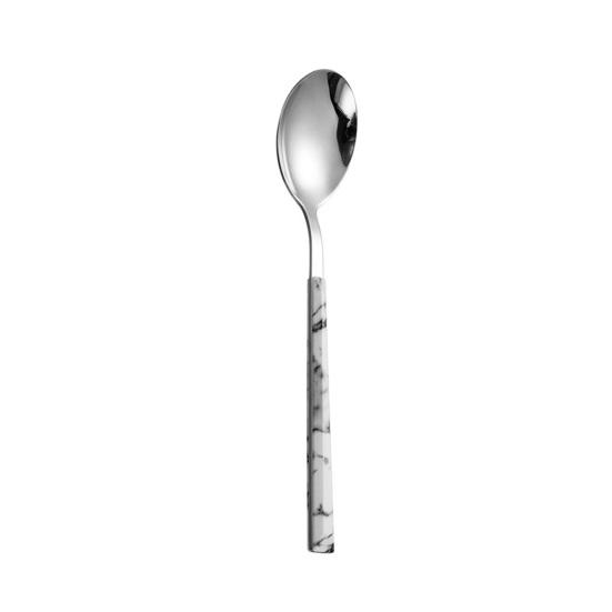 Edelstahl Tafelgeschirr Set 5-teilig Ergonomischer Marmorgriff Besteck Enthält Steakmesser Gabel Löffel Kaffeelöffel Langlebig und Stilvoll für Zuhause Und
