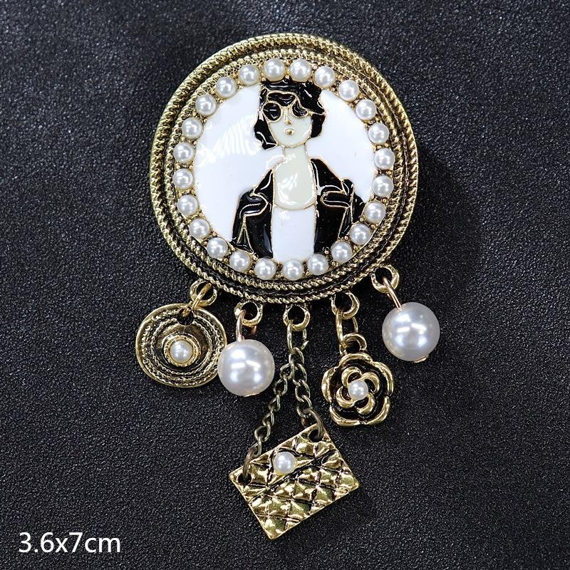 Genuine Professional Amasht Brooch Retro High-end Temperament Luxury Pearl Diamond Pin Women's Suit and Accessories