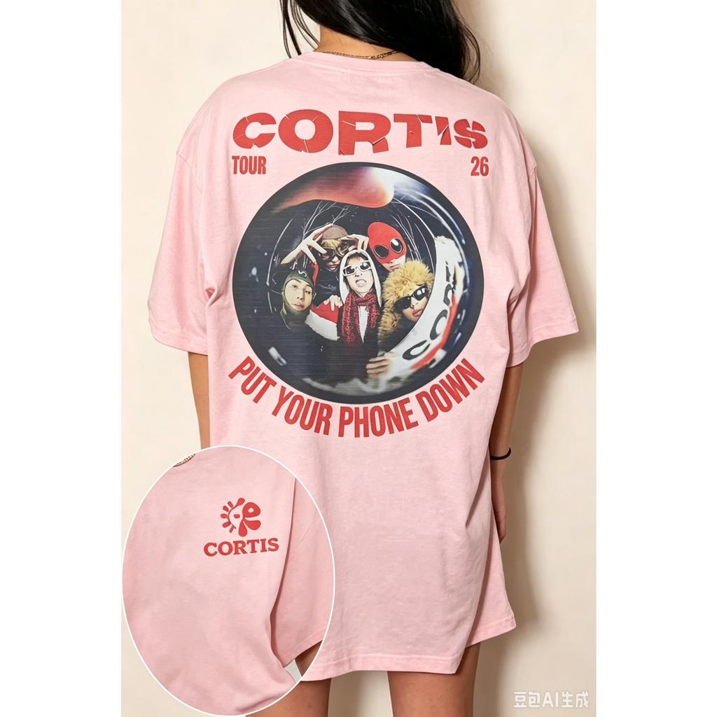 Cortis Double-sided Printing T-shirt Men Women Oversized Streetwear Y2k Short Sleeves Harajuku High Quality Pure Cotton Tee Female Male Clothing