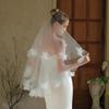 Flower Beaded Veil Wedding Veil Bridal Shower Headwear Photoshooting Accessory