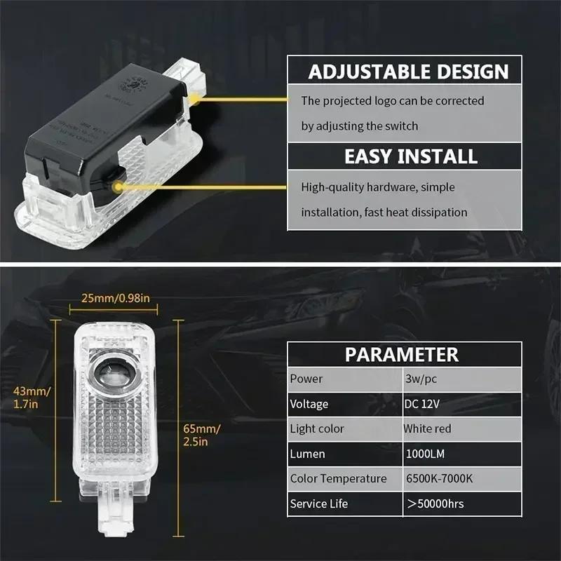 2pcs For Skoda Superb 2 MK2 Superb 3 2006-2024 Car Door Welcome Lights Laser Projector Wireless Car HD Courtesy Lamp
