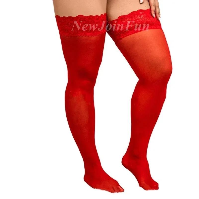 Plus Size Big Mesh Fishnet Thigh High Black Lace Stockings With Anti-Slip Sexy Over The Knee Ultra Thin Stocking For Woman 5Xxxl