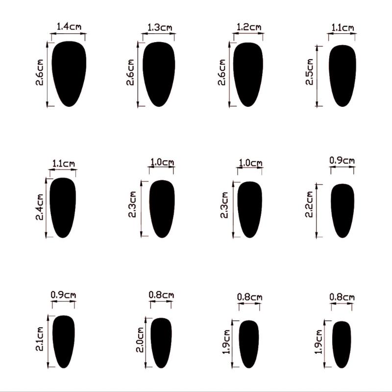 Almond Press On Nail Glossy Fake Nail Stick On Nail In 12 Sizes,24 Pcs French Nail Tips for DIY Nail Art Decorations