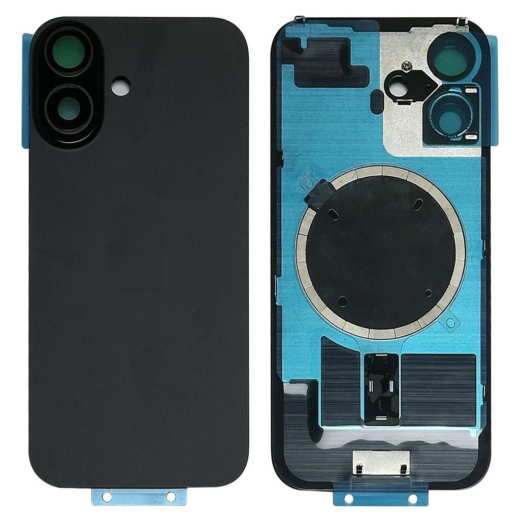 For iPhone 16 Batterihus med Brakett+Kameralinsebeskyttelse+Magnetisk Ring Reservedel