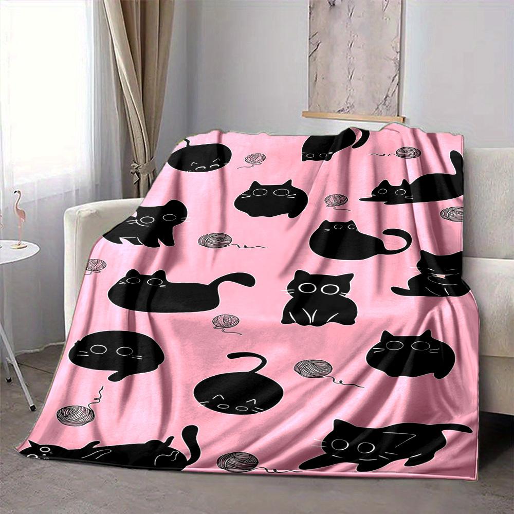 1pc Cat Yarn Lightweight Flannel Blanket, Comfortable and Warm Blanket, for Office and Camping Sofa Bed, Livingroom028
