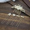 Gold Pearl Hair Comb Flower Wedding Headwear Luxury Hair Fork  Headpiece