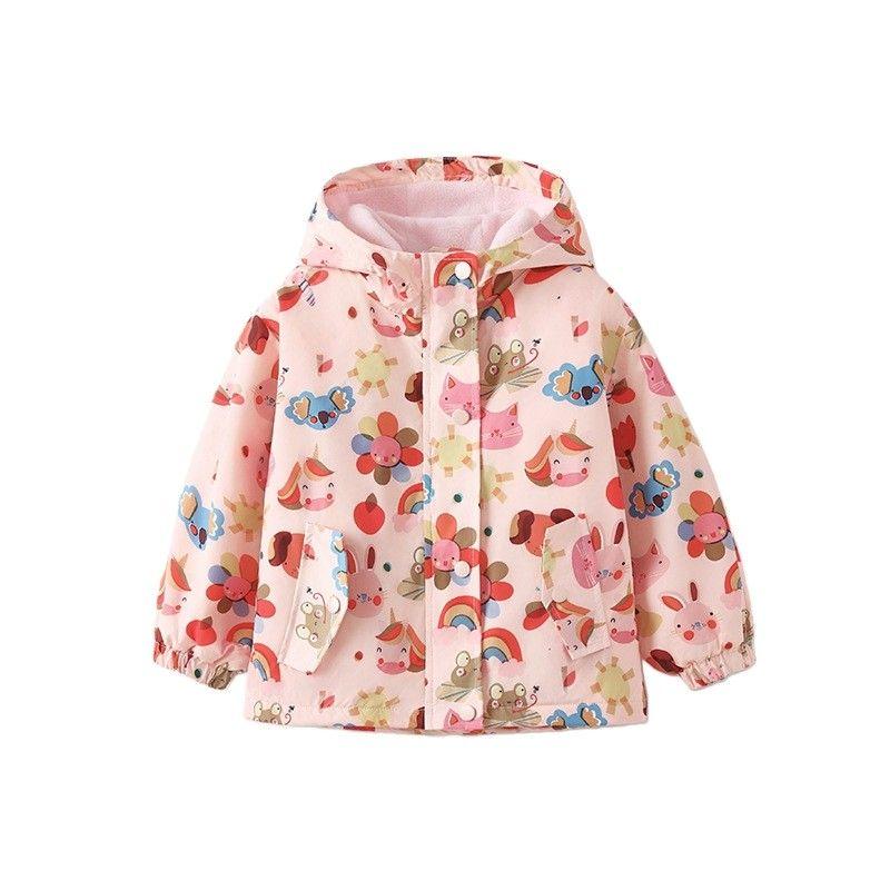 Girls' Windproof Jacket, Autumn and Winter Children's Clothing, Baby Girl's Jacket, Hoodie, Top, Children's Long-Sleeved Zipper Shirt